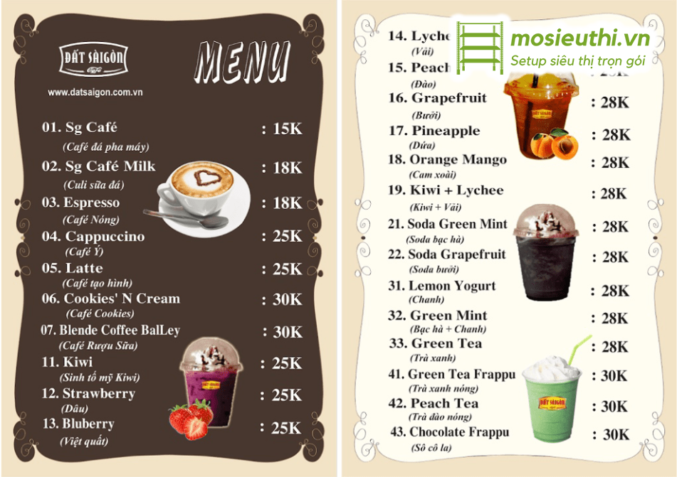 Menu cần được đầu tư kỹ lưỡng về chất lượng, nguyên liệu, giá thành và cách trình bày